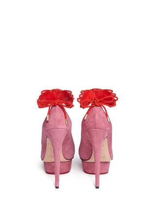 Back View - Click To Enlarge - CHARLOTTE OLYMPIA - 'Eternally Dolly' Chinese knot suede platform pumps