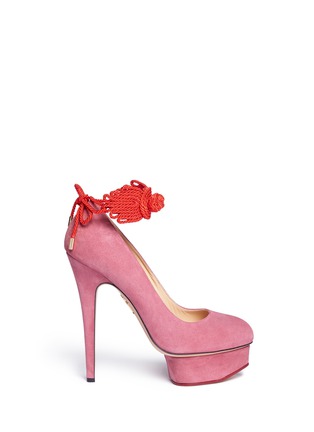 Main View - Click To Enlarge - CHARLOTTE OLYMPIA - 'Eternally Dolly' Chinese knot suede platform pumps
