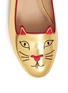 Detail View - Click To Enlarge - CHARLOTTE OLYMPIA - 'Lucky Kitty' metallic leather flats