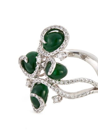 Detail View - Click To Enlarge - SAMUEL KUNG - Diamond jade 18k white gold ring