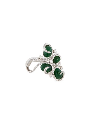 Main View - Click To Enlarge - SAMUEL KUNG - Diamond jade 18k white gold ring