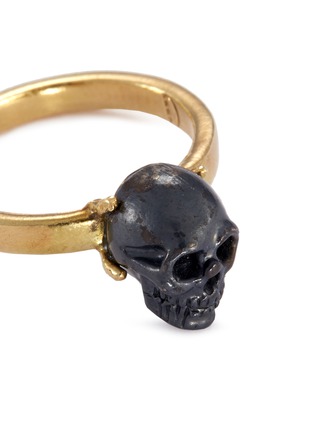 Detail View - Click To Enlarge - DELFINA DELETTREZ - 18k yellow gold silver skull charm ring