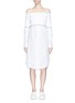 Main View - Click To Enlarge - DKNY - Off-shoulder sweater overlay stripe shirt dress