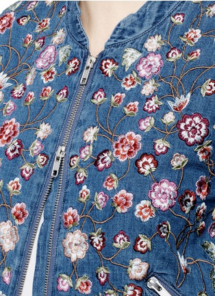 Detail View - Click To Enlarge - NEEDLE & THREAD - 'Wild Flower embroidered denim bomber jacket