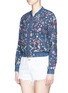 Front View - Click To Enlarge - NEEDLE & THREAD - 'Wild Flower embroidered denim bomber jacket