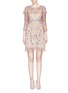 Main View - Click To Enlarge - NEEDLE & THREAD - 'Flowerbed' beaded floral embroidered tulle dress