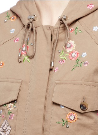 Detail View - Click To Enlarge - NEEDLE & THREAD - 'Military Dragonfly' floral embroidered parka