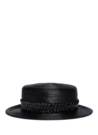 Main View - Click To Enlarge - GIGI BURRIS MILLINERY - 'Agnes' woven band coated straw boater hat