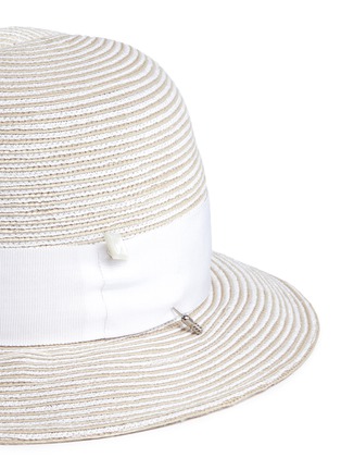 Detail View - Click To Enlarge - GIGI BURRIS MILLINERY - 'Nell' mother of pearl pin straw fedora hat
