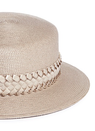 Detail View - Click To Enlarge - GIGI BURRIS MILLINERY - 'Agnes' woven band coated straw boater hat