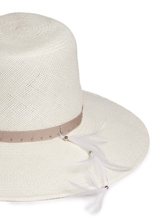 Detail View - Click To Enlarge - GIGI BURRIS MILLINERY - 'Drake' feather stud straw fedora hat