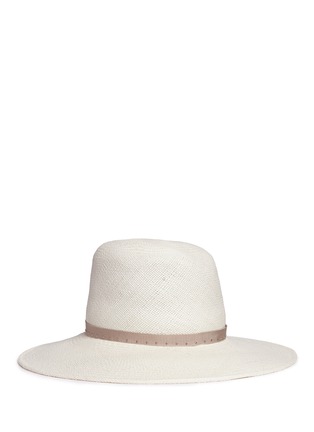 Main View - Click To Enlarge - GIGI BURRIS MILLINERY - 'Drake' feather stud straw fedora hat