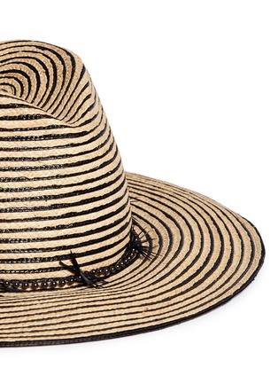 Detail View - Click To Enlarge - GIGI BURRIS MILLINERY - 'Jeanne' feather trim stripe straw hat