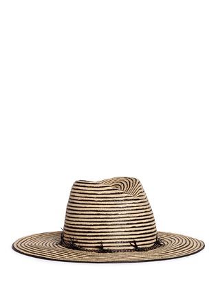 Main View - Click To Enlarge - GIGI BURRIS MILLINERY - 'Jeanne' feather trim stripe straw hat