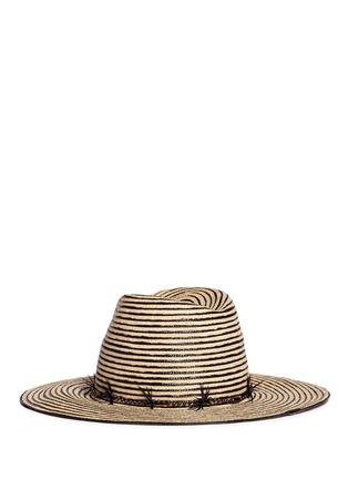 Figure View - Click To Enlarge - GIGI BURRIS MILLINERY - 'Jeanne' feather trim stripe straw hat
