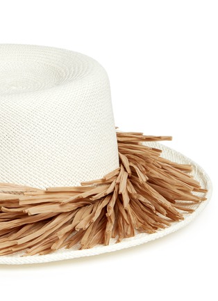 Detail View - Click To Enlarge - GIGI BURRIS MILLINERY - 'Brigette' raffia fringe panama straw boater hat