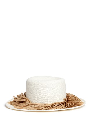 Main View - Click To Enlarge - GIGI BURRIS MILLINERY - 'Brigette' raffia fringe panama straw boater hat