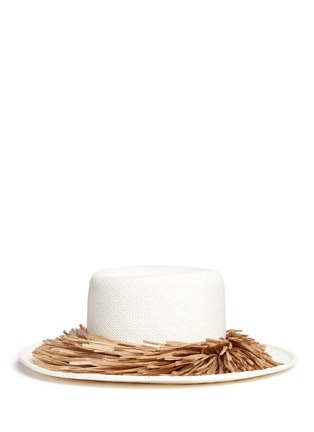 Figure View - Click To Enlarge - GIGI BURRIS MILLINERY - 'Brigette' raffia fringe panama straw boater hat