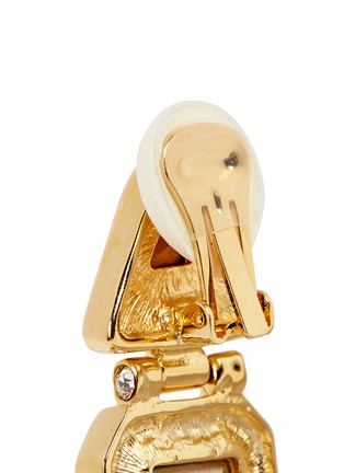 Detail View - Click To Enlarge - KENNETH JAY LANE - Glass stone gold plated hinged drop earrings