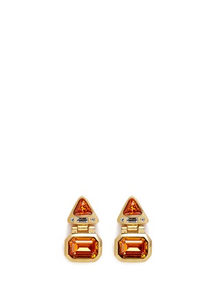 Main View - Click To Enlarge - KENNETH JAY LANE - Glass stone gold plated hinged drop earrings