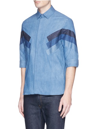 Front View - Click To Enlarge - NEIL BARRETT - 'Retro Modernist' panel denim shirt