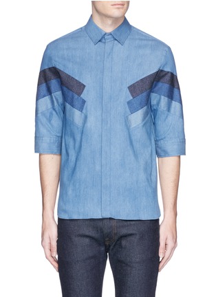 Main View - Click To Enlarge - NEIL BARRETT - 'Retro Modernist' panel denim shirt