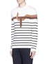 Front View - Click To Enlarge - NEIL BARRETT - 'Modernist Origami' stripe intarsia sweater