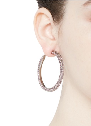 Figure View - Click To Enlarge - KENNETH JAY LANE - Crystal pavé hoop clip earrings