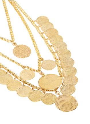 Detail View - Click To Enlarge - KENNETH JAY LANE - Coin charm tiered gold plated necklace