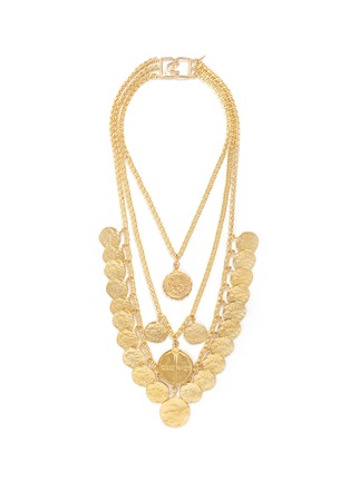 Main View - Click To Enlarge - KENNETH JAY LANE - Coin charm tiered gold plated necklace
