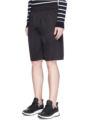 Front View - Click To Enlarge - NEIL BARRETT - Elastic waist cupro blend shorts