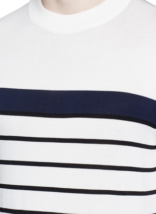 Detail View - Click To Enlarge - NEIL BARRETT - Stripe intarsia short sleeve sweater