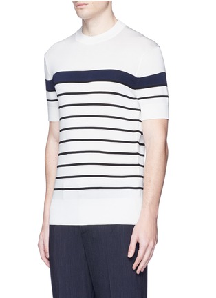 Front View - Click To Enlarge - NEIL BARRETT - Stripe intarsia short sleeve sweater