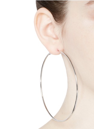 Figure View - Click To Enlarge - KENNETH JAY LANE - Rhodium plated large hoop earrings