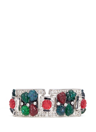 Main View - Click To Enlarge - KENNETH JAY LANE - Floral glass crystal pavé enamelled bracelet