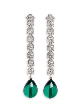 Main View - Click To Enlarge - KENNETH JAY LANE - Pear drop glass crystal pavé chain earrings