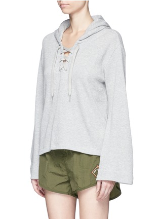 Front View - Click To Enlarge - THE UPSIDE - 'Oxford' bell sleeve lace-up hoodie