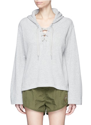 Main View - Click To Enlarge - THE UPSIDE - 'Oxford' bell sleeve lace-up hoodie