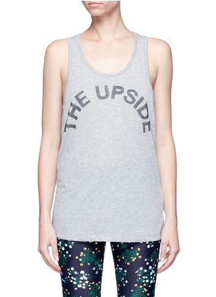 Main View - Click To Enlarge - THE UPSIDE - 'Dri Release T-bar' beaded logo tank top