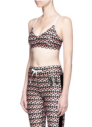 Front View - Click To Enlarge - THE UPSIDE - 'Geo Dance Crop' geometric print sports bra