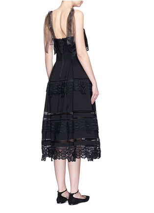 Back View - Click To Enlarge - SELF-PORTRAIT - Guipure lace trim bow strap dress