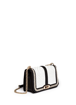 Front View - Click To Enlarge - REBECCA MINKOFF - 'Love' woven flap leather crossbody bag