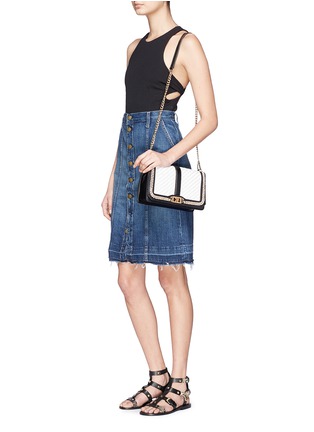 Figure View - Click To Enlarge - REBECCA MINKOFF - 'Love' woven flap leather crossbody bag