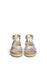 Front View - Click To Enlarge - MICHAEL KORS - 'Darby' snakeskin effect metallic leather espadrille sandals