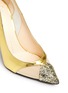 Detail View - Click To Enlarge - 73426 - Glitter toe cutout mirror leather pumps