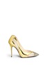 Main View - Click To Enlarge - 73426 - Glitter toe cutout mirror leather pumps