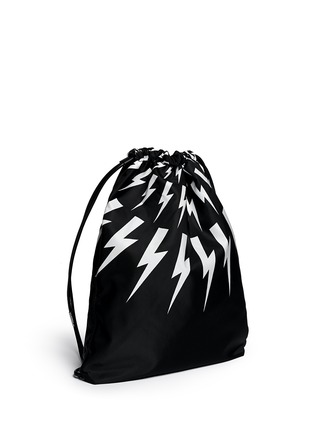 Figure View - Click To Enlarge - NEIL BARRETT - Detroit' thunderbolt print nylon gym backpack
