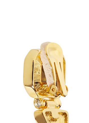 Back View - Click To Enlarge - KENNETH JAY LANE - Glass crystal gold plated clip earrings