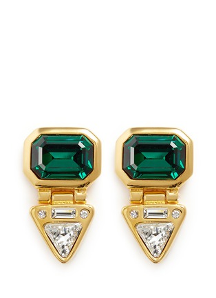 Main View - Click To Enlarge - KENNETH JAY LANE - Glass crystal gold plated clip earrings