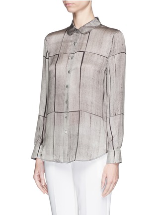 Front View - Click To Enlarge - ARMANI COLLEZIONI - Peter Pan collar check print shirt